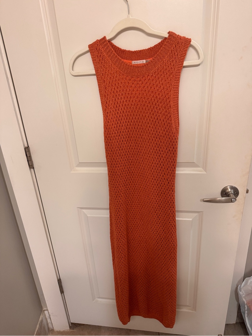 Orange Sleeveless Shimmer Knit Maxi Dress